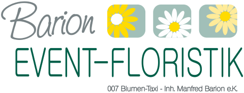 Event-Floristik Barion, Brautstrauß · Deko · Hussen Kürten, Logo