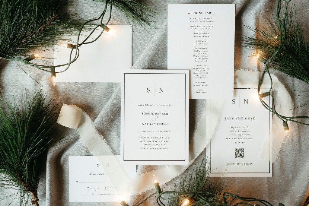 Hochzeitseinladungskarte mit Barcode